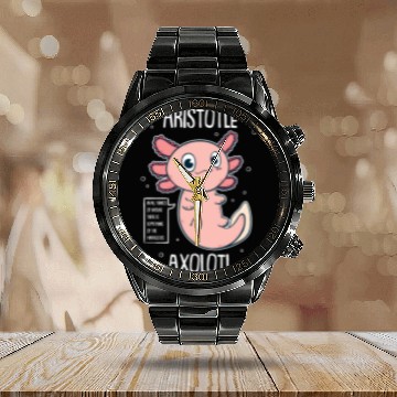 Discover Philosophy Axolotl With Aristotle Quote Calendar Steel Band Watch