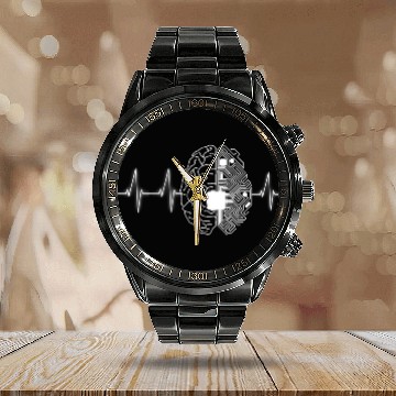 Discover Programming Lover Programmer Heartbeat design Calendar Steel Band Watch