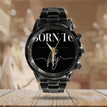 Discover BORN TO FLY, for aviation lovers and pilots Calendar Steel Band Watch