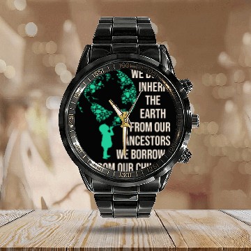 Discover Save Earth For Our Children Calendar Steel Band Watch