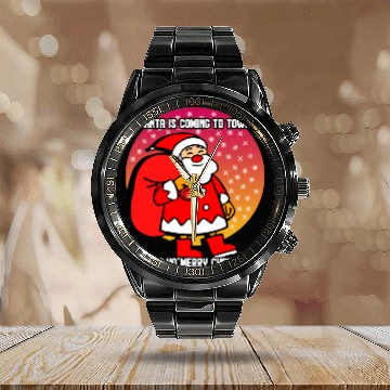 Discover Santa Claus, Saint Nicholas, Ugly Christmas, xmas Calendar Steel Band Watch