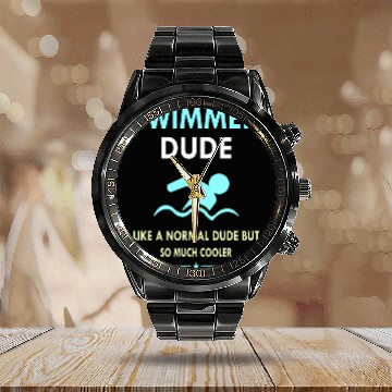 Discover Swimming, Swim, Funny, Swimmer Mom Dad Coach Calendar Steel Band Watch