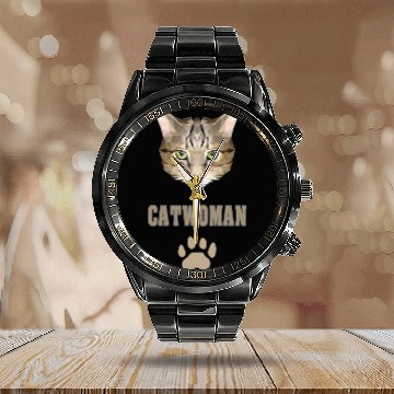Discover catwoman catlover paw Calendar Steel Band Watch