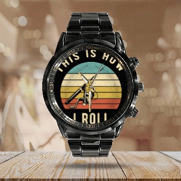 Discover Fishing Retro - This Is How I Roll Fisherman Gift Calendar Steel Band Watch