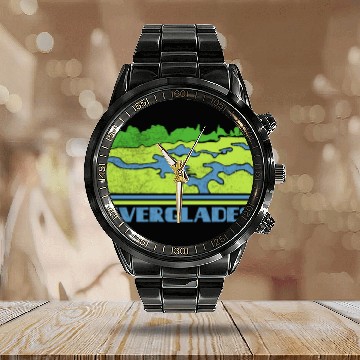 Discover Everglades National Park Skyline Retro Cityscape 7 Calendar Steel Band Watch