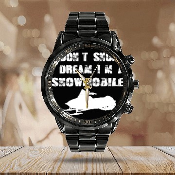 Discover Winter Snowmobile Engine Skiing Funny Fast Gift Calendar Steel Band Watch