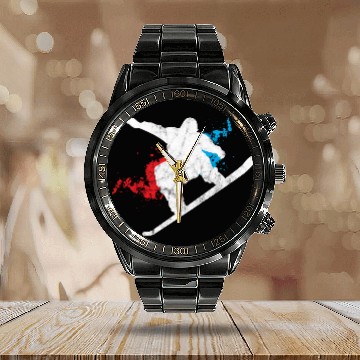 Discover Snowboard Boarder Splash Winter Sport Birthday Calendar Steel Band Watch