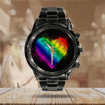 Discover Rainbow Heart Vintage <3 Calendar Steel Band Watch