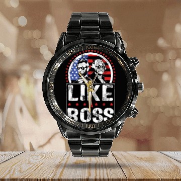 Discover Like A Boss Presidents Day Washington Lincoln Abe Calendar Steel Band Watch
