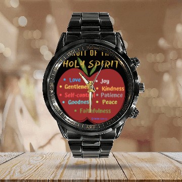 Discover Fruit of the Holy Spirit Apple Calendar Steel Band Watch