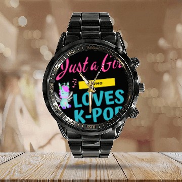 Discover just a girl who loves k pop Calendar Steel Band Watch