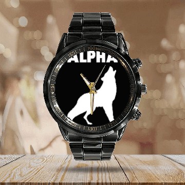Discover Alpha Wolf Design Calendar Steel Band Watch