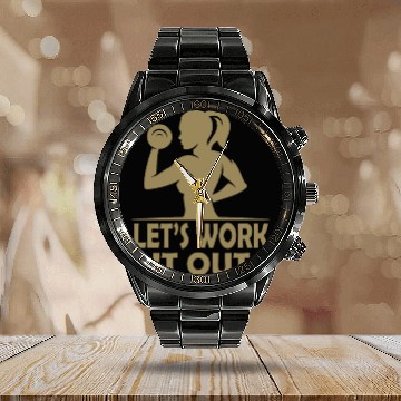Discover Let s work it out Gym Fitness Women Calendar Steel Band Watch