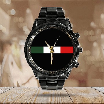 Discover Italian Flag Abstract Art Design Calendar Steel Band Watch
