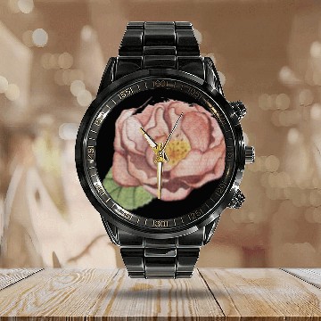 Discover Hand drawn peony flower isolated Calendar Steel Band Watch