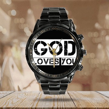 Discover God loves you Calendar Steel Band Watch