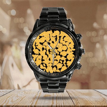 Discover Orange Fruit Pattern Design - Cute Gift Calendar Steel Band Watch