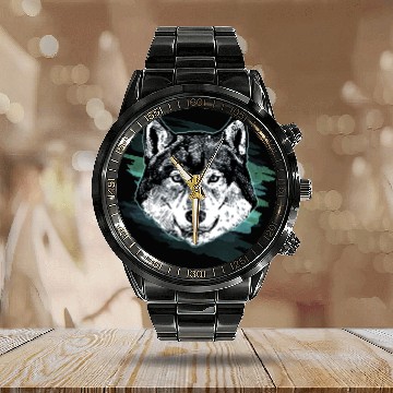 Discover Wolf Arctic Art Animal Lover Gift Idea Calendar Steel Band Watch