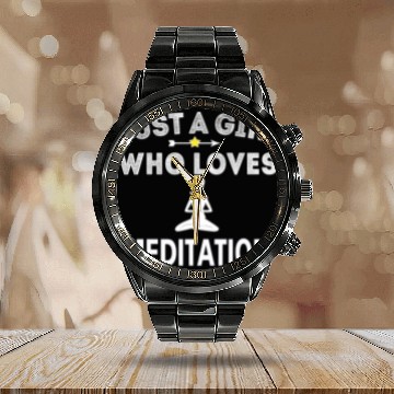 Discover Meditating Girl loves Meditation Om Buddhism Calendar Steel Band Watch