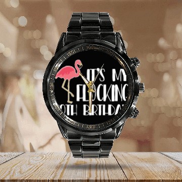 Discover 40 Years Flamingo Bday - It's My Flocking 40th Bir Calendar Steel Band Watch