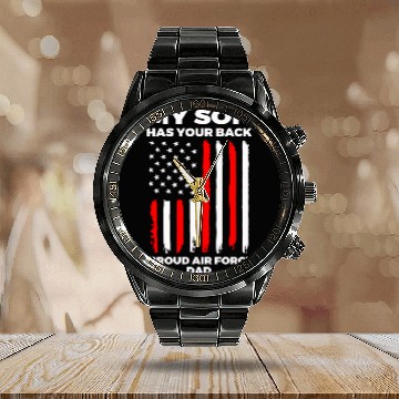 Discover My son has your back pround air force dad Calendar Steel Band Watch