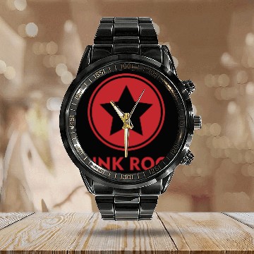 Discover Punk rock Calendar Steel Band Watch star punk anarchy