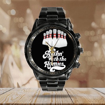 Discover Rollin with my homies - skittles, bowling Calendar Steel Band Watch