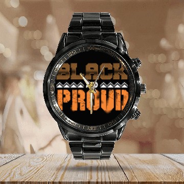 Discover Black And Proud Calendar Steel Band Watch African Pride Afro Calendar Steel Band Watch