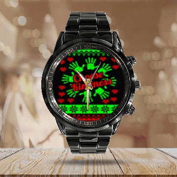 Discover Christmas Ugly Choose Kindness Be Kind Anti-Bullyi Calendar Steel Band Watch