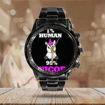 Discover Magical Pony 1%Human 99% Unicorn Fairy Tail Calendar Steel Band Watch