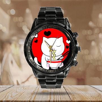 Discover Kawaii Ramen Anime Cat Japanese Manga Calendar Steel Band Watch