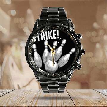 Discover Strike Game Bowling Bowlers Skittles Sport Gift Calendar Steel Band Watch