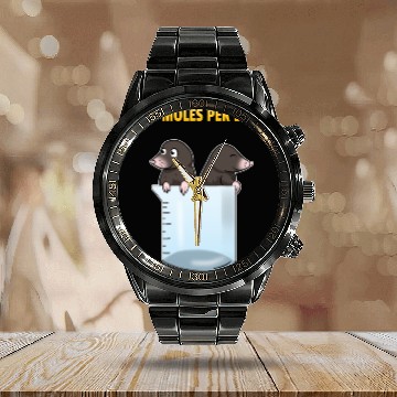 Discover Two Moles Per Liter Chemistry Science Calendar Steel Band Watch