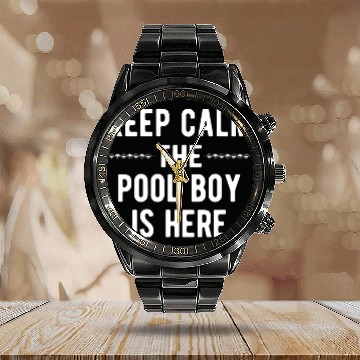 Discover Pool Boy: Keep Calm Calendar Steel Band Watch