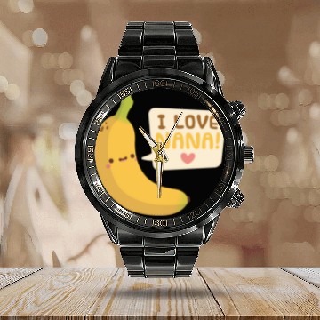 Discover I Love Nana Banana Pun Calendar Steel Band Watch