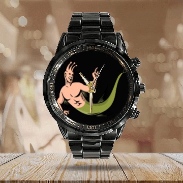 Discover Sea Monkey Pointing Mascot Calendar Steel Band Watch