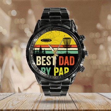 Discover 70s 80s Inspired Best Dad By Par Fathers Day Disc Calendar Steel Band Watch