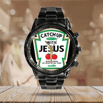 Discover catch up with jesus Calendar Steel Band Watch
