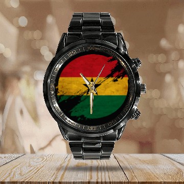 Discover Ghana Circle Calendar Steel Band Watch