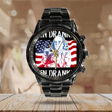 Discover Ben Drankin 4th of July Vintage Calendar Steel Band Watch