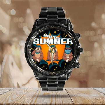 Discover 3 apes summer corona mouth mask protection Calendar Steel Band Watch