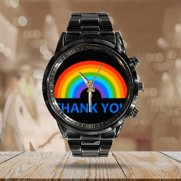 Discover NHS thank you rainbow Calendar Steel Band Watch