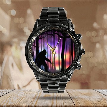 Discover Bigfoot Northern Lights - Space Galaxy Aurora Calendar Steel Band Watch