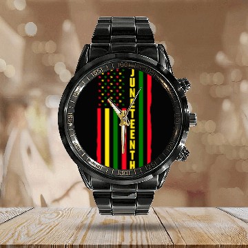 Discover Juneteenth Color Flag Black African American Flag Calendar Steel Band Watch
