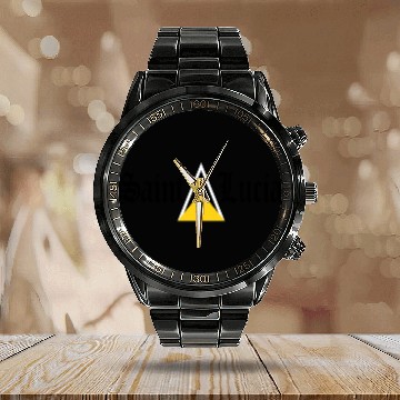 Discover Saint Lucia Flag Blackletter St Lucia Caribbean Calendar Steel Band Watch