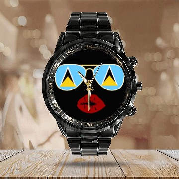 Discover Saint Lucia Flag St Lucia Sunglasses Lips Kiss Calendar Steel Band Watch
