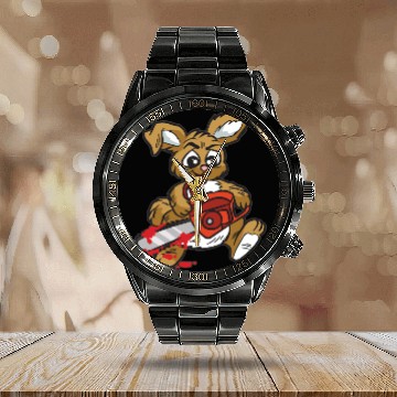 Discover BAD BUNNY WITH CHAINSAW Calendar Steel Band Watch