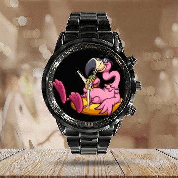 Discover Pink flamingo Calendar Steel Band Watch