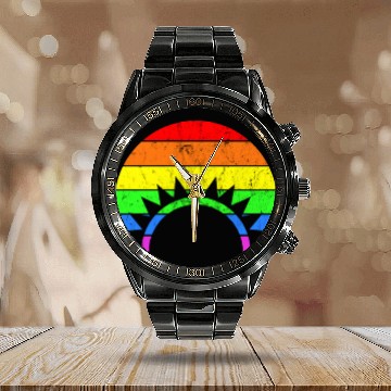 Discover Vintage sunset - Rainbow LGBT Gay Pride Calendar Steel Band Watch