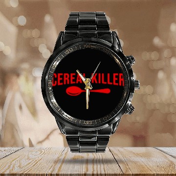 Discover Funny Cereal Killer - Breakfast Calendar Steel Band Watch